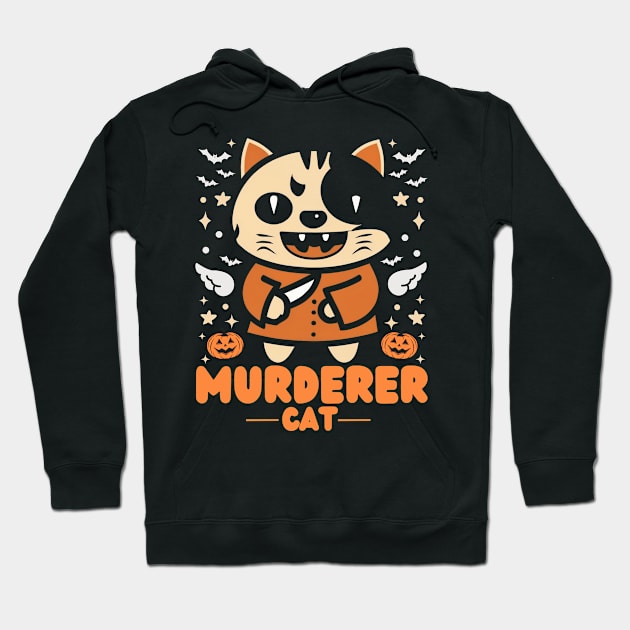 Funny Murderer Cat Halloween Designs 🐱🔪🎃 Hoodie by fupi